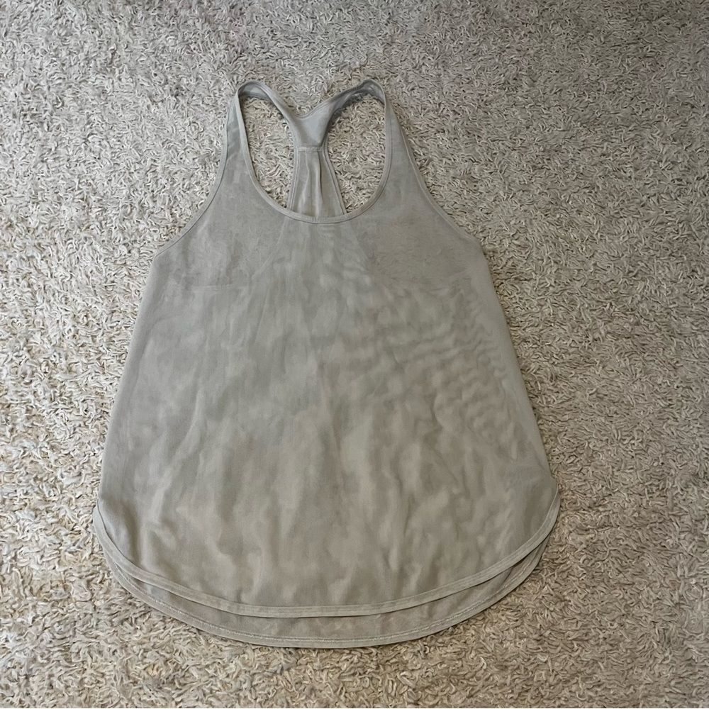 lululemon cream beige mesh fast lanesinglet tank size 10